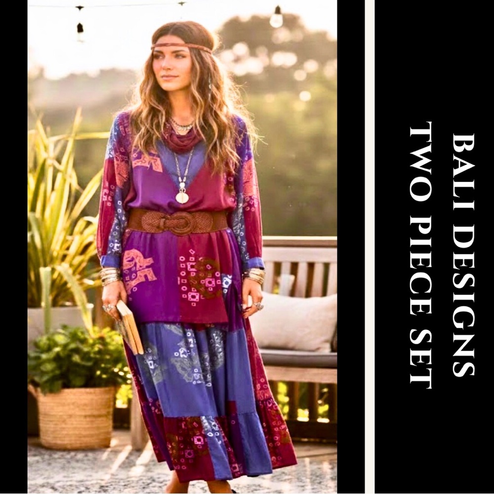 ✨️Boho Two-Piece Skirt Set in Purple Patchwork✨️